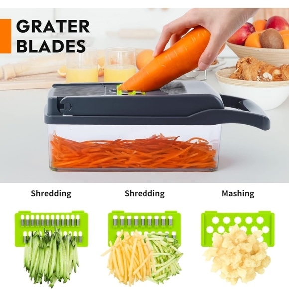 MAIPOR Gray Vegetable Chopper - 13.4" L, 4.5" W, 4.3" H - Picture 6 of 7